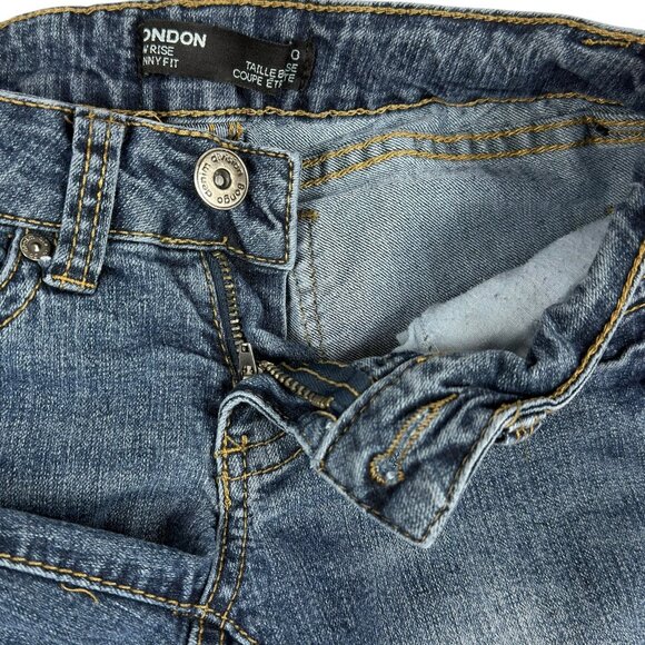 London Womens 0 Low Rise Skinny Fit Stretch Jeans Medium Wash Faded Denim - Picture 5 of 10